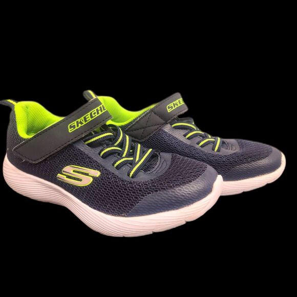 Skechers Kids' Dyna-lite Comfort Sneaker Black Neon Green Size 2.5 - Picture 1 of 8